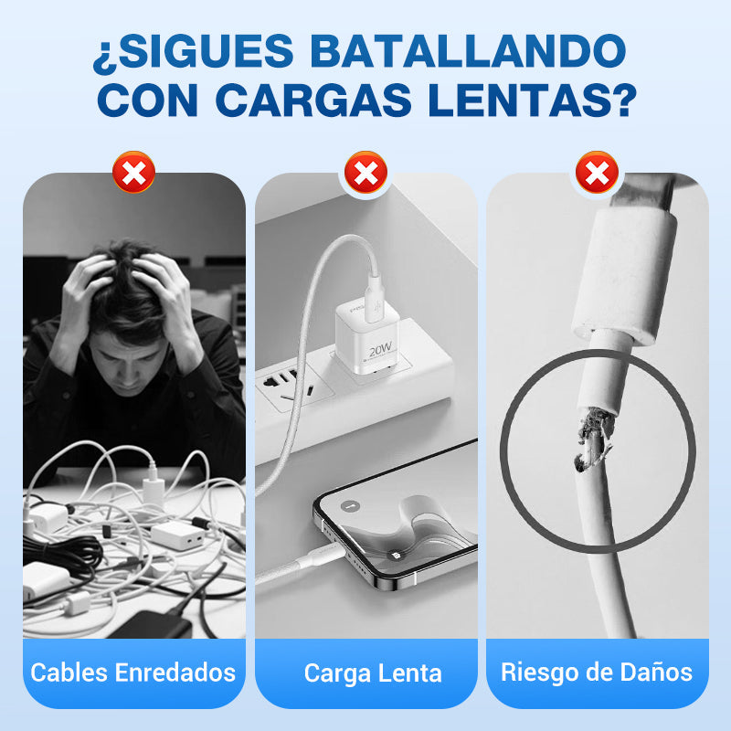 ⏳Especial por tiempo limitado⏰Adaptador de carga rápida con cable y conector tipo C retráctil