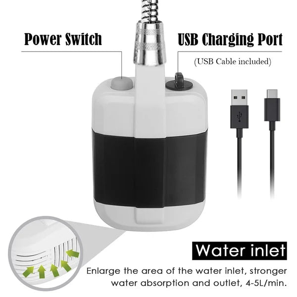 Ducha Eléctrica Portátil 2025 – Ideal para Camping, Viajes y Aventuras