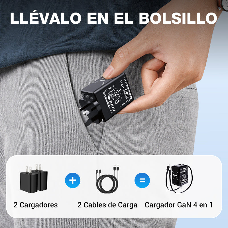 ⏳Especial por tiempo limitado⏰Adaptador de carga rápida con cable y conector tipo C retráctil