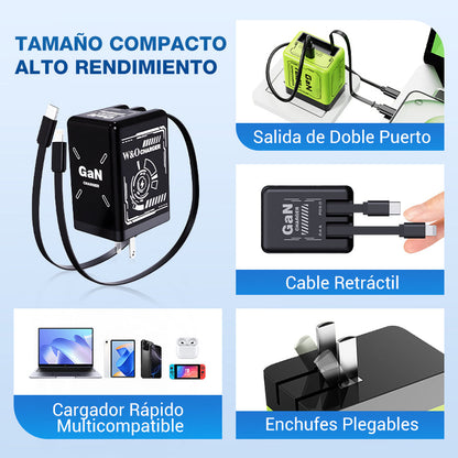 ⏳Especial por tiempo limitado⏰Adaptador de carga rápida con cable y conector tipo C retráctil